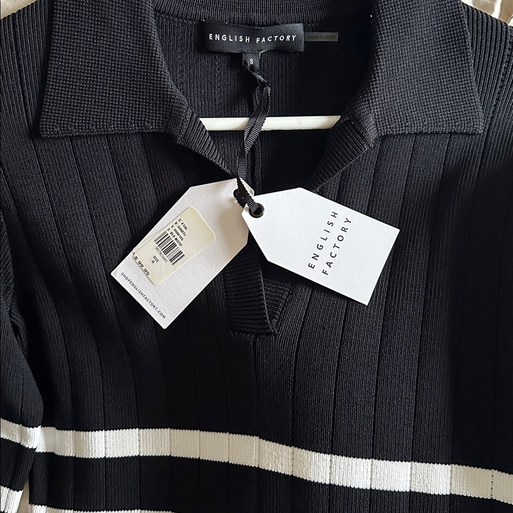 NWT English factory Black and White Striped Dress - Picture 5 of 6
